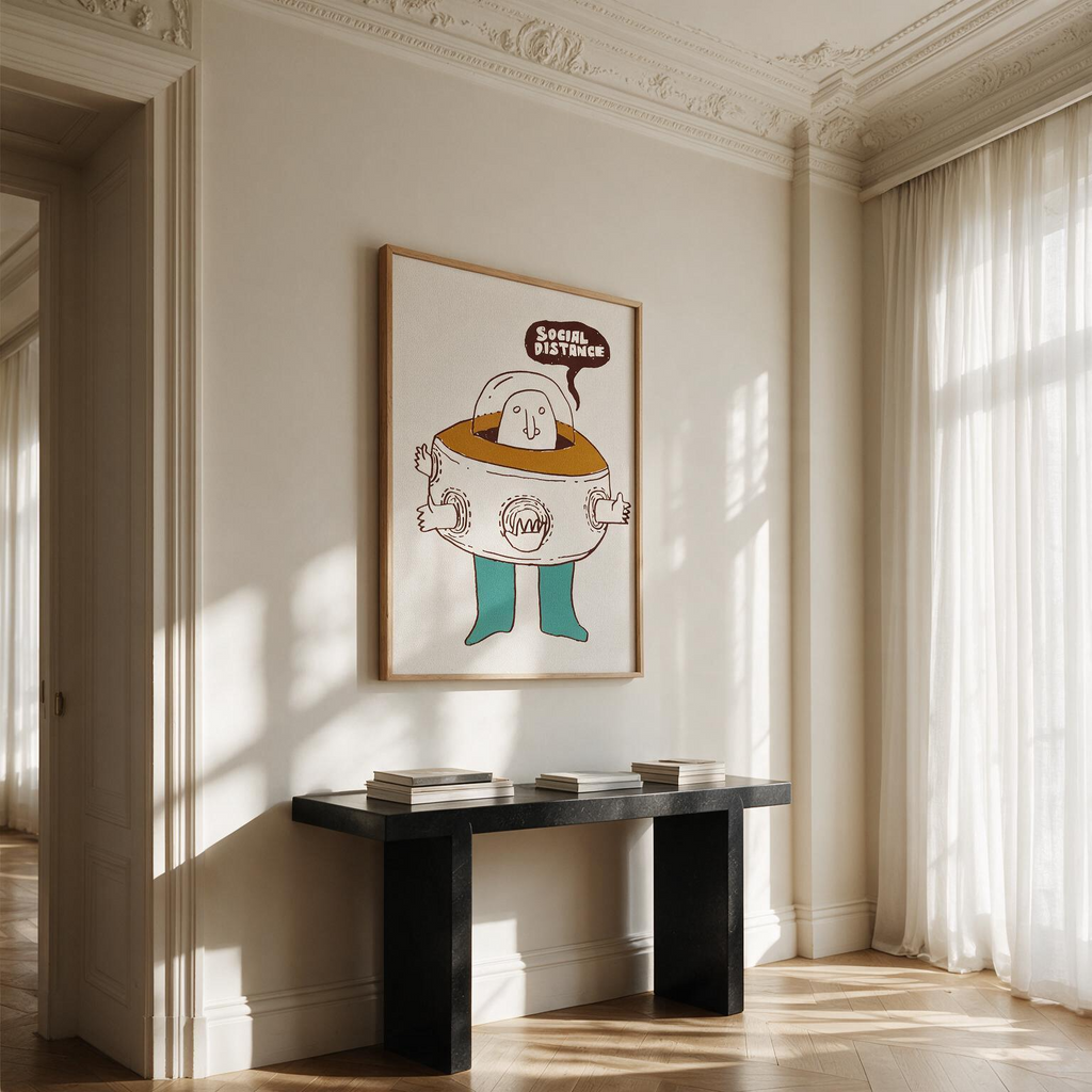 "Social distance" Framed Canvas