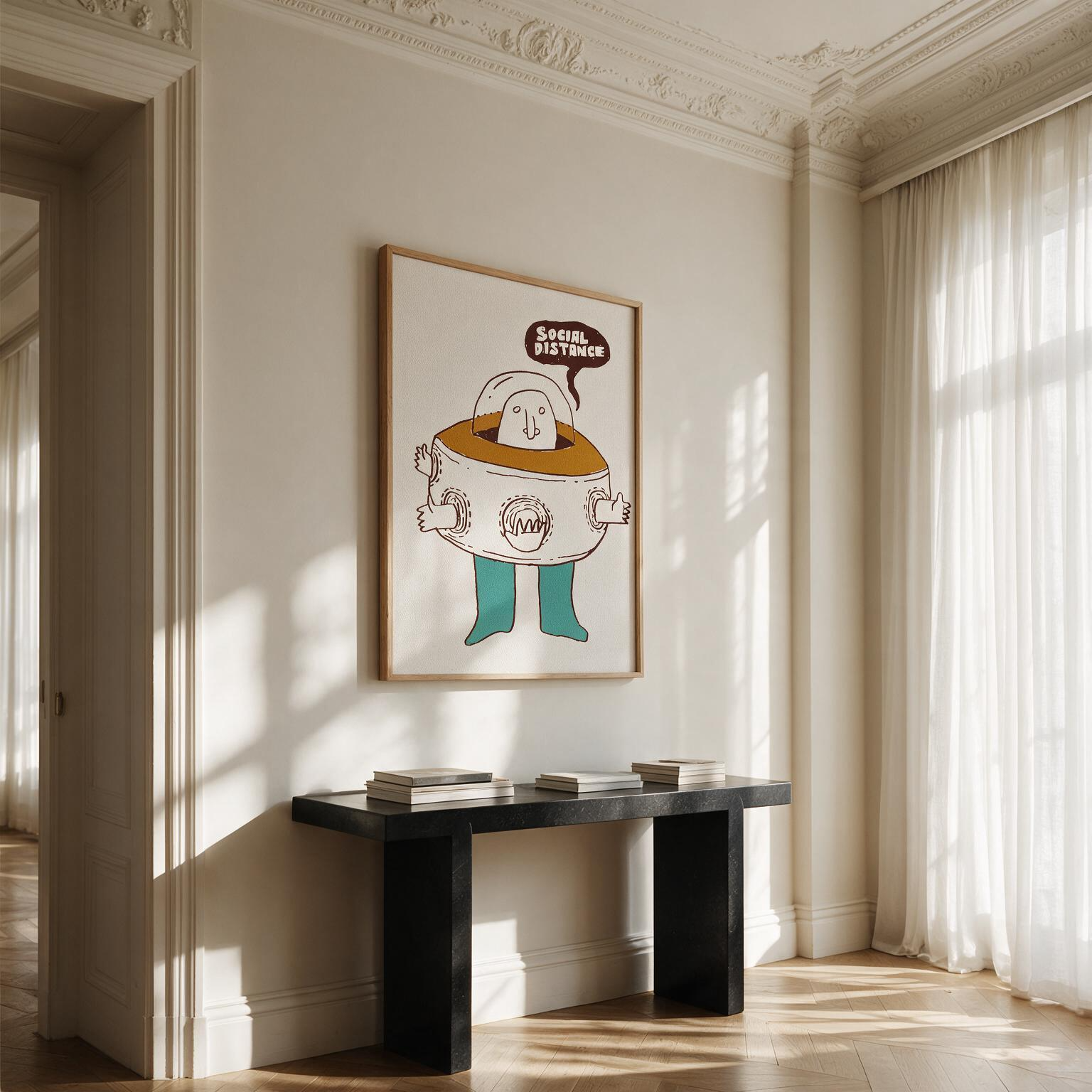 "Social distance" Framed Canvas
