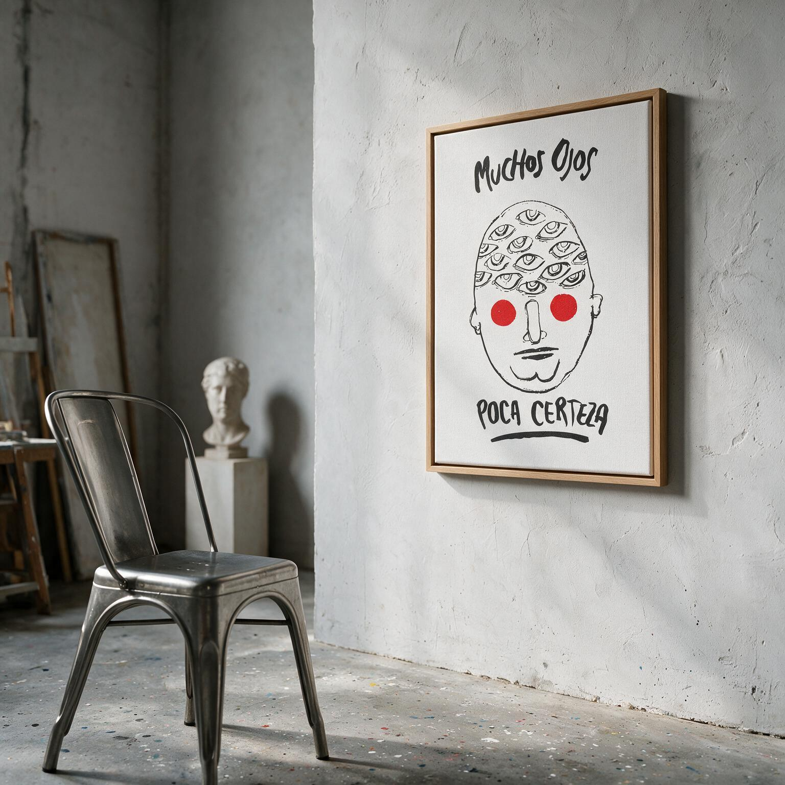 "Muchos ojos, poca certeza" Framed Canvas